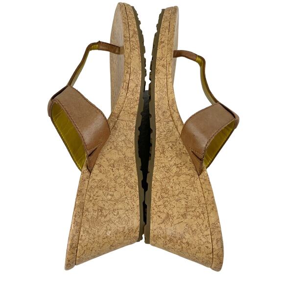 Timberland Wedge Thong Sandals 8 Brown Leather Cork - Picture 4 of 11
